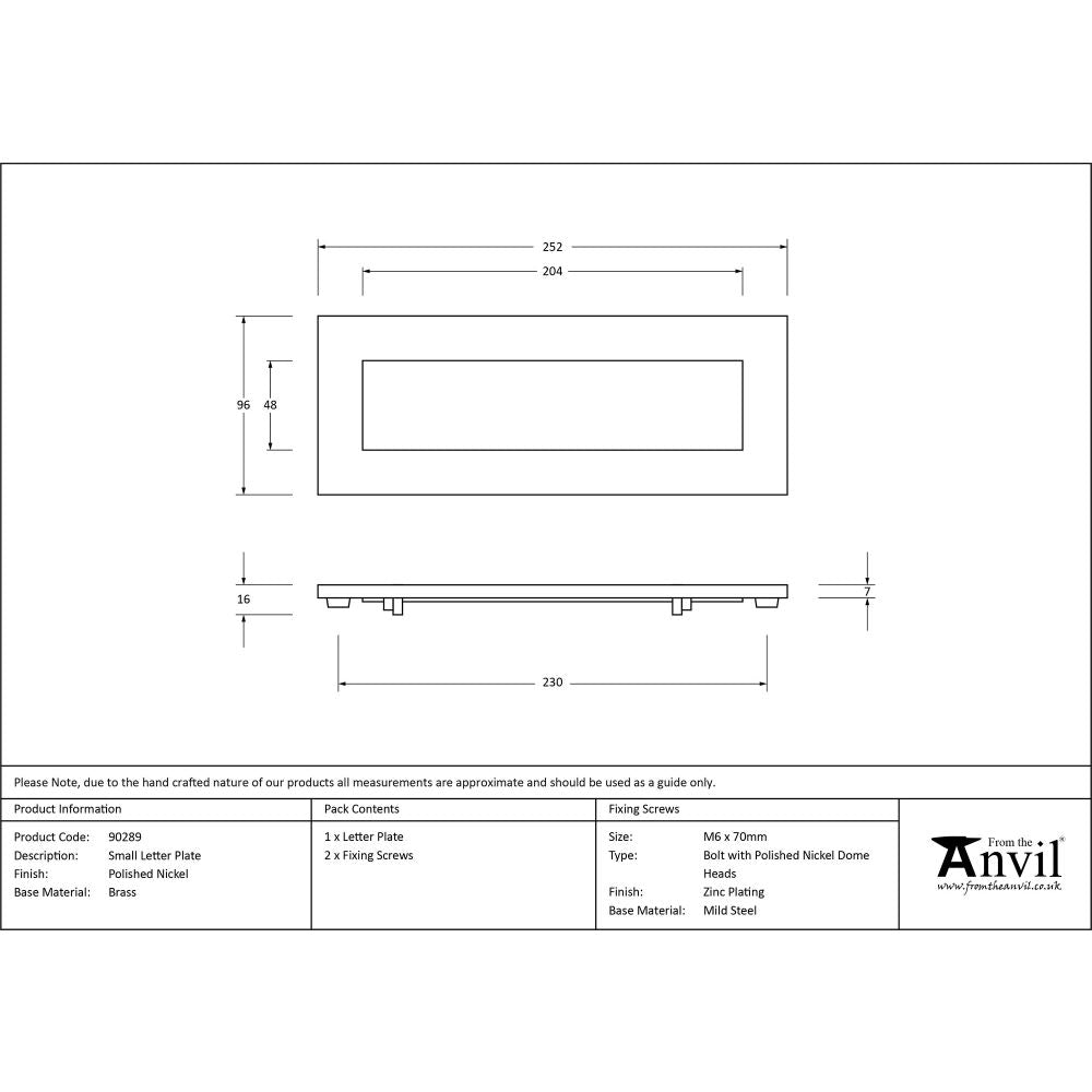 This is an image showing From The Anvil - Polished Nickel Small Letter Plate available from trade door handles, quick delivery and discounted prices