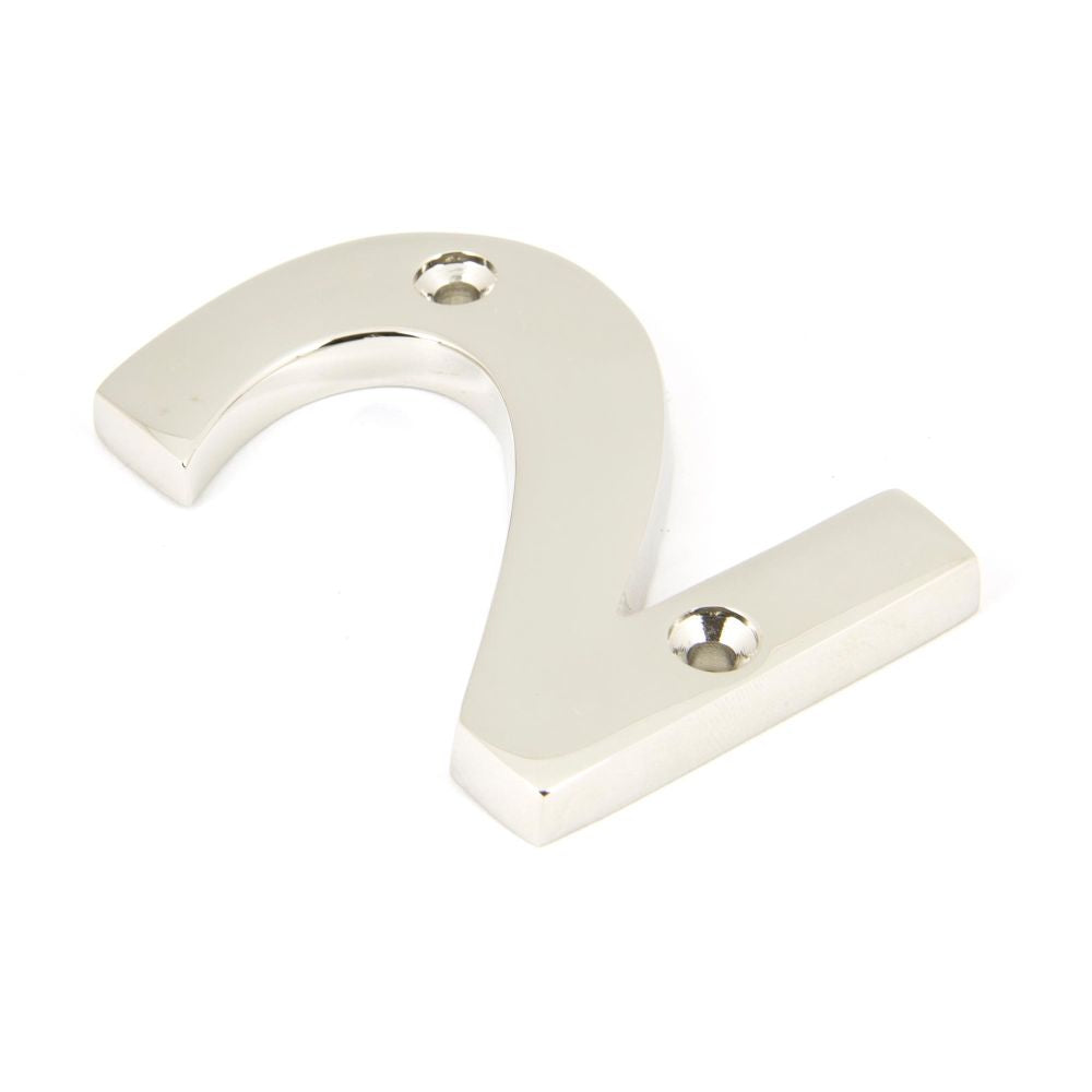 This is an image of From The Anvil - Polished Nickel Numeral 2 available to order from T.H Wiggans Architectural Ironmongery in Kendal, quick delivery and discounted prices.