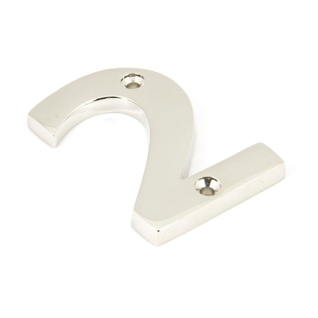 This is an image of From The Anvil - Polished Nickel Numeral 2 available to order from T.H Wiggans Architectural Ironmongery in Kendal, quick delivery and discounted prices.