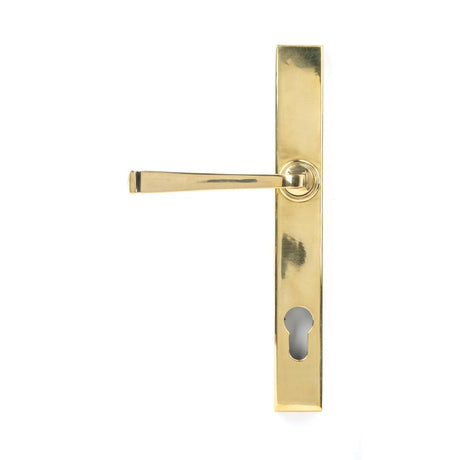 This is an image showing From The Anvil - Aged Brass Avon Slimline Lever Espag. Lock Set available from trade door handles, quick delivery and discounted prices