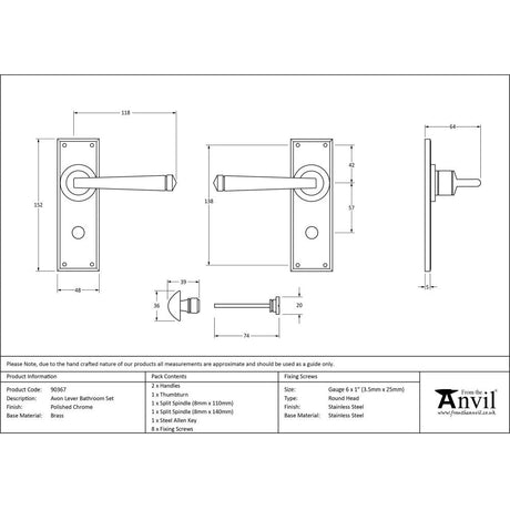 This is an image showing From The Anvil - Polished Chrome Avon Lever Bathroom Set available from trade door handles, quick delivery and discounted prices