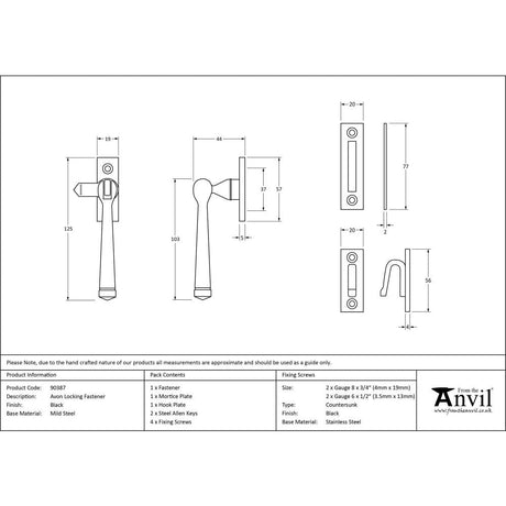 This is an image showing From The Anvil - Black Locking Avon Fastener available from T.H Wiggans Architectural Ironmongery in Kendal, quick delivery and discounted prices