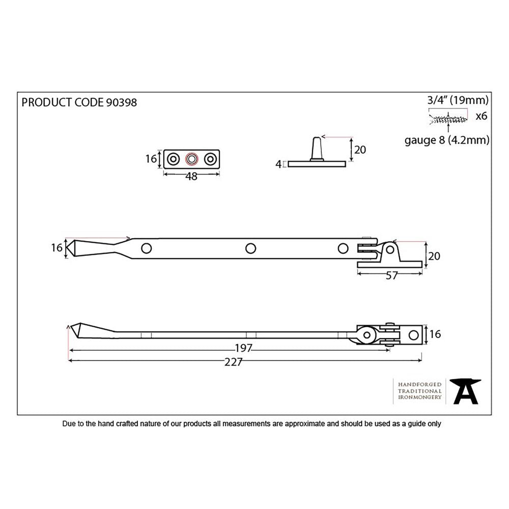 This is an image showing From The Anvil - Beeswax 8" Avon Stay available from T.H Wiggans Architectural Ironmongery in Kendal, quick delivery and discounted prices