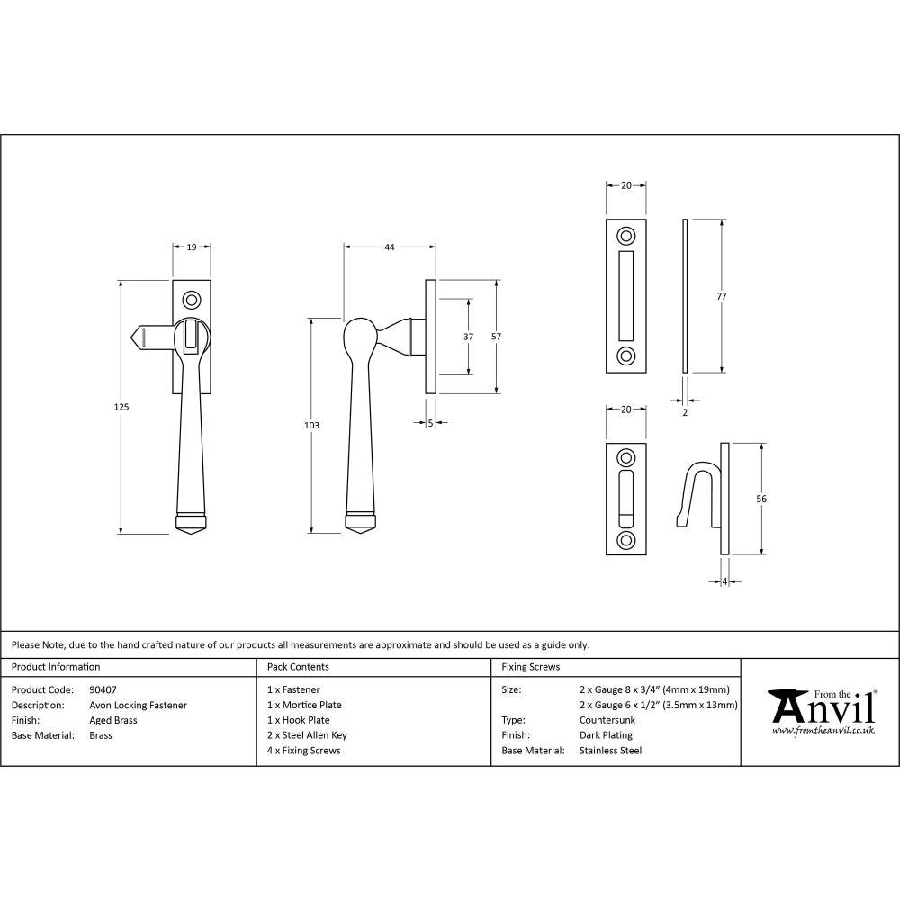 This is an image showing From The Anvil - Aged Brass Locking Avon Fastener available from T.H Wiggans Architectural Ironmongery in Kendal, quick delivery and discounted prices