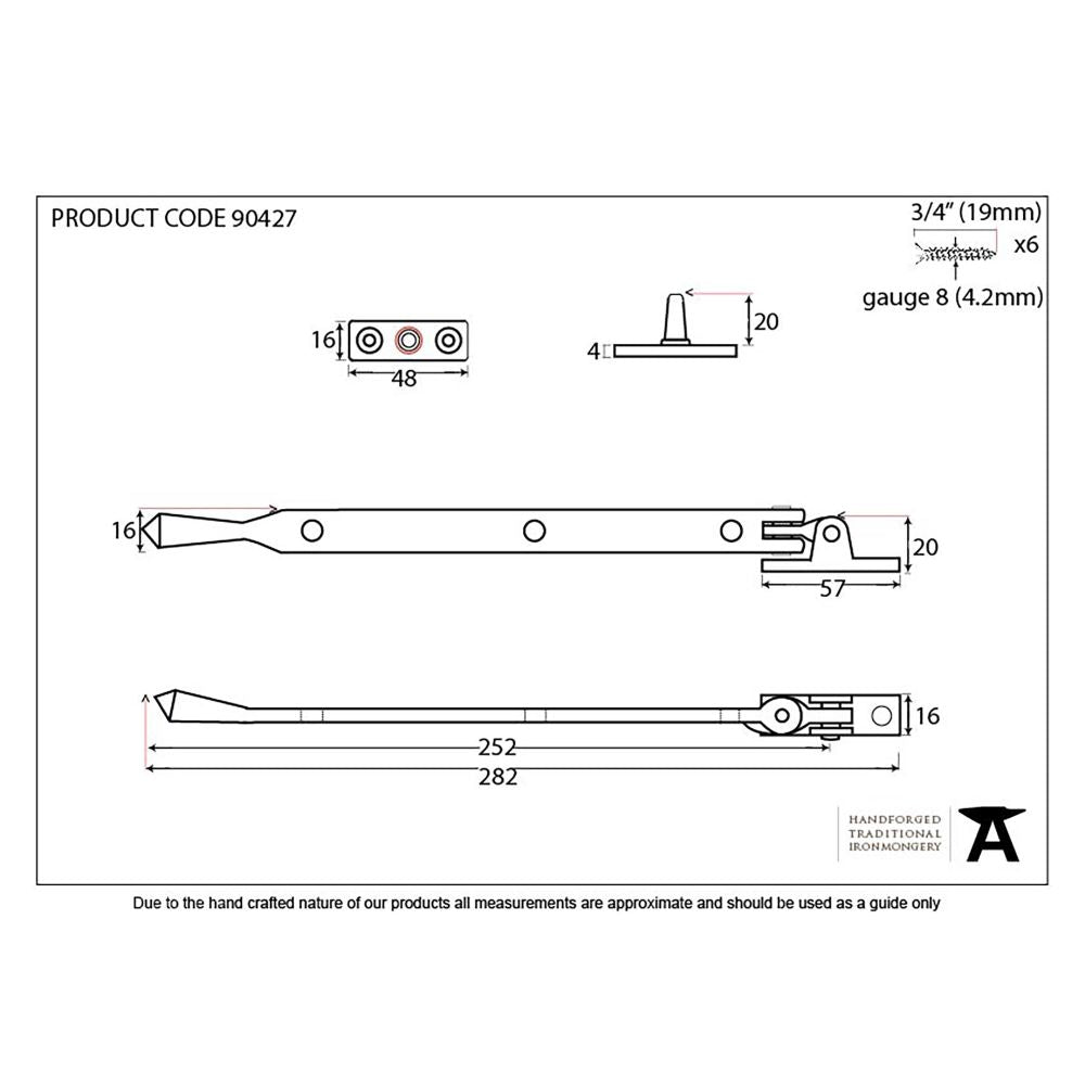 This is an image showing From The Anvil - Aged Brass 10" Avon Stay available from T.H Wiggans Architectural Ironmongery in Kendal, quick delivery and discounted prices