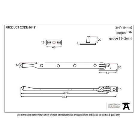 This is an image showing From The Anvil - Aged Brass 12" Avon Stay available from T.H Wiggans Architectural Ironmongery in Kendal, quick delivery and discounted prices