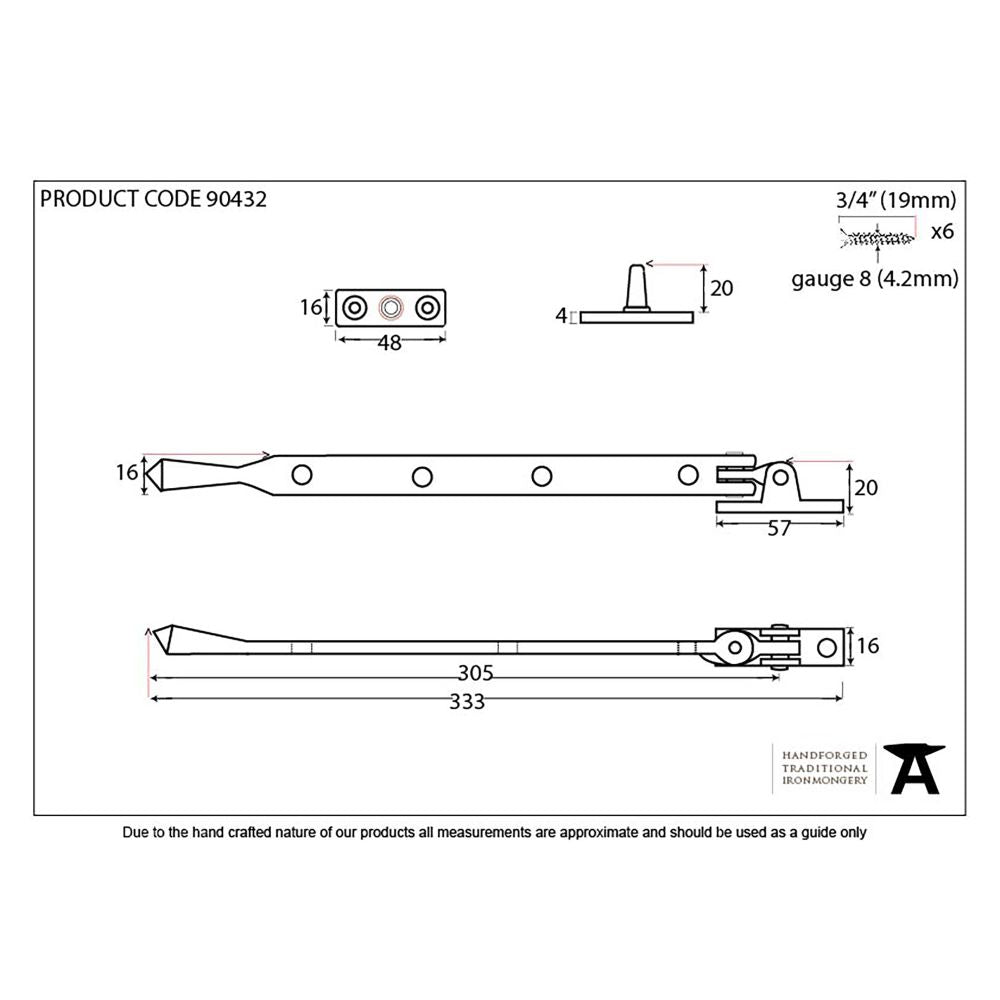 This is an image showing From The Anvil - Polished Chrome 12" Avon Stay available from T.H Wiggans Architectural Ironmongery in Kendal, quick delivery and discounted prices