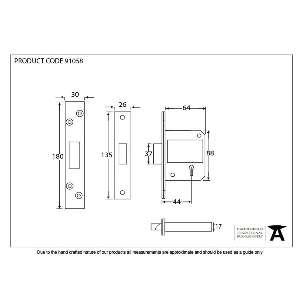 This is an image showing From The Anvil - Black 2.5" BS 5 Lever Deadlock available from T.H Wiggans Architectural Ironmongery in Kendal, quick delivery and discounted prices