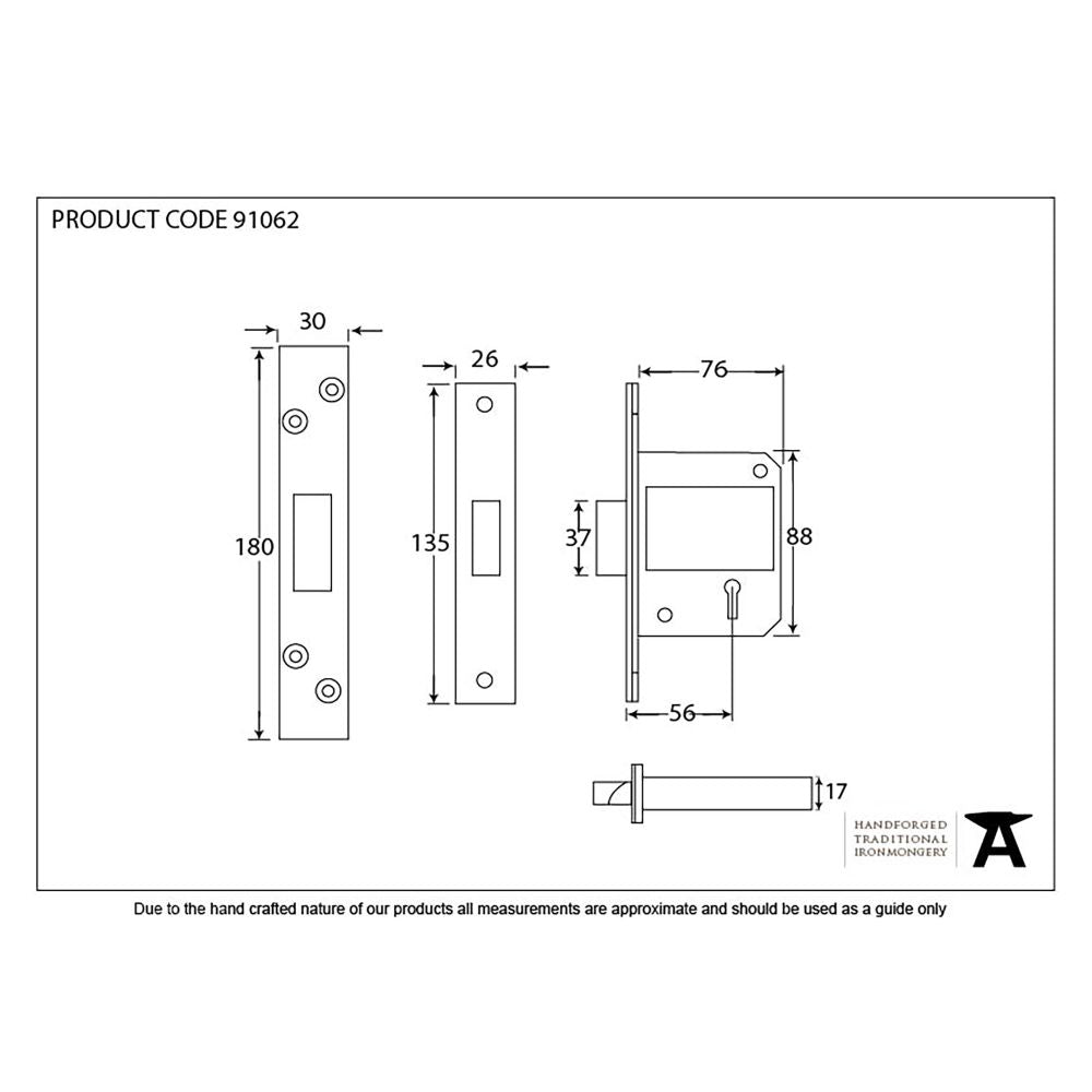 This is an image showing From The Anvil - Black 3" BS 5 Lever Deadlock available from T.H Wiggans Architectural Ironmongery in Kendal, quick delivery and discounted prices