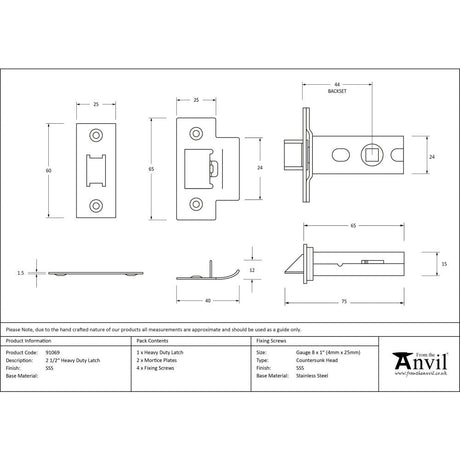 This is an image showing From The Anvil - SSS 2?" Heavy Duty Latch available from T.H Wiggans Architectural Ironmongery in Kendal, quick delivery and discounted prices