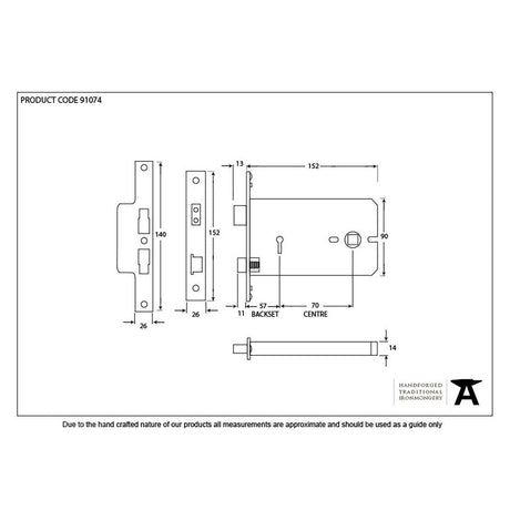This is an image showing From The Anvil - SSS 6" Horizontal 5 Lever Sash Lock available from T.H Wiggans Architectural Ironmongery in Kendal, quick delivery and discounted prices