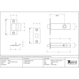 This is an image showing From The Anvil - Black 3" Tubular Mortice Latch available from T.H Wiggans Architectural Ironmongery in Kendal, quick delivery and discounted prices