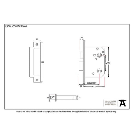 This is an image showing From The Anvil - Electro Brassed 3" Bathroom Mortice Lock available from T.H Wiggans Architectural Ironmongery in Kendal, quick delivery and discounted prices