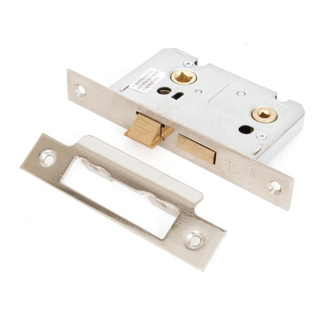 This is an image showing From The Anvil - Nickel 2.5" Bathroom Mortice Lock available from T.H Wiggans Architectural Ironmongery in Kendal, quick delivery and discounted prices