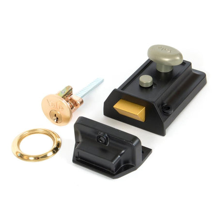 This is an image showing From The Anvil - Black Traditional Case Night Latch available from T.H Wiggans Architectural Ironmongery in Kendal, quick delivery and discounted prices