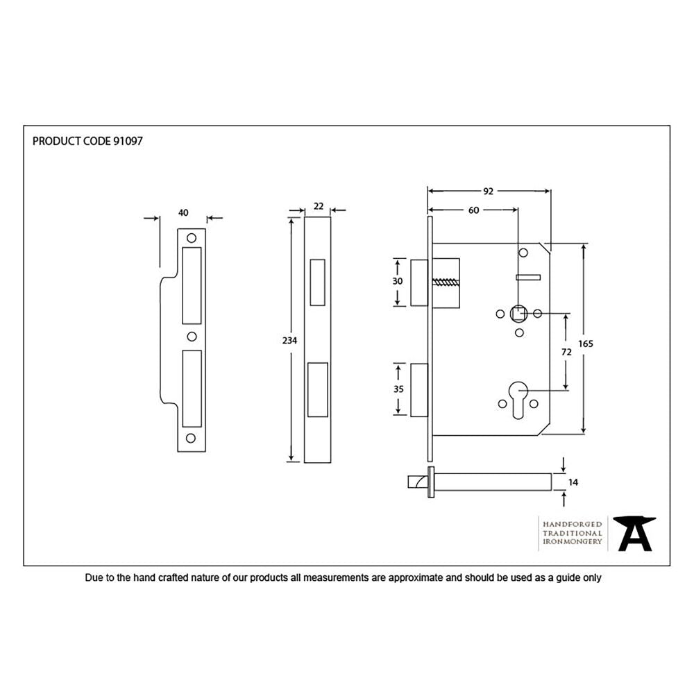 This is an image showing From The Anvil - SS 60mm Backset 72mm Centre - Euro Sashlock available from T.H Wiggans Architectural Ironmongery in Kendal, quick delivery and discounted prices