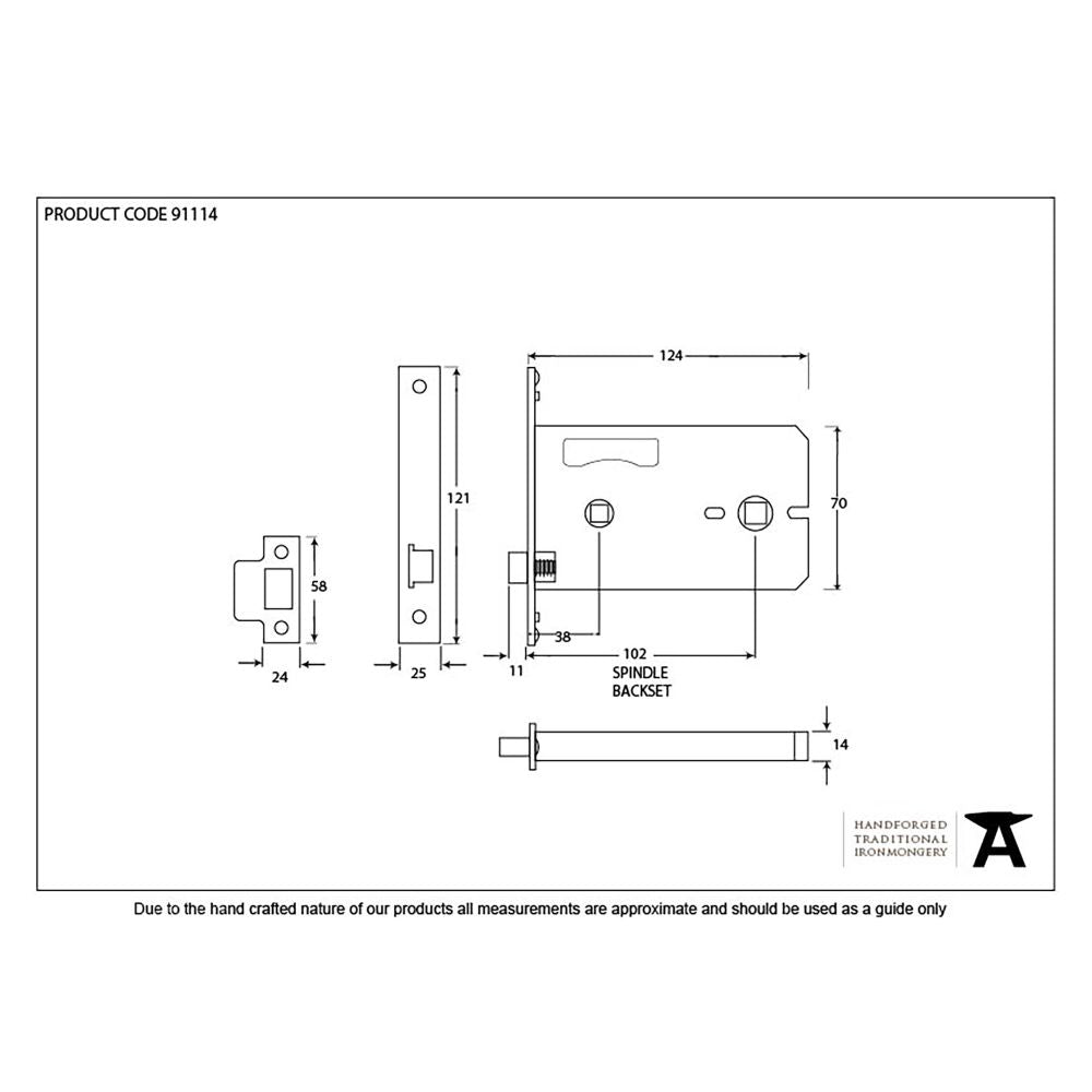 This is an image showing From The Anvil - PVD 5" Horizontal Bathroom Lock available from T.H Wiggans Architectural Ironmongery in Kendal, quick delivery and discounted prices