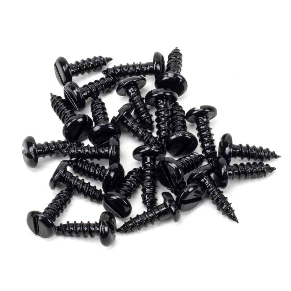 This is an image showing From The Anvil - Black 8x?" Round Head Screws (25) available from T.H Wiggans Architectural Ironmongery in Kendal, quick delivery and discounted prices