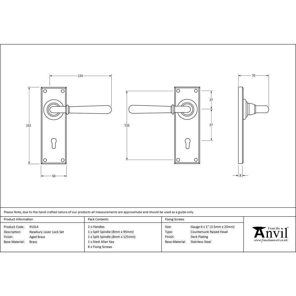 This is an image showing From The Anvil - Aged Brass Newbury Lever Lock Set available from trade door handles, quick delivery and discounted prices