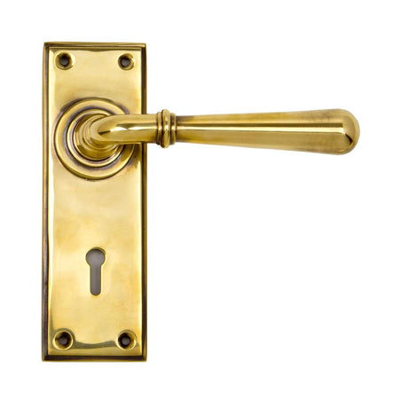 This is an image of From The Anvil - Aged Brass Newbury Lever Lock Set available to order from T.H Wiggans Architectural Ironmongery in Kendal, quick delivery and discounted prices.