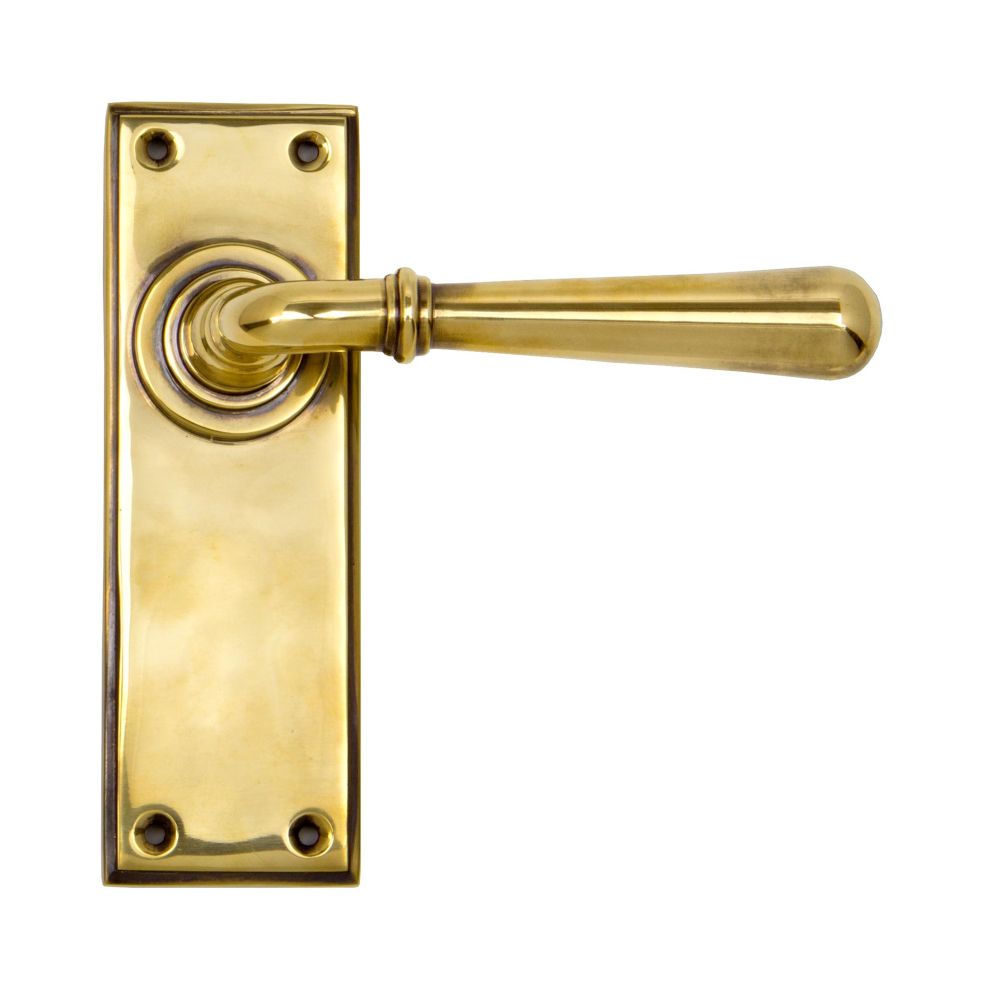 This is an image of From The Anvil - Aged Brass Newbury Lever Latch Set available to order from T.H Wiggans Architectural Ironmongery in Kendal, quick delivery and discounted prices.