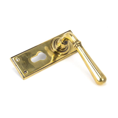 This is an image showing From The Anvil - Aged Brass Newbury Lever Euro Lock Set available from trade door handles, quick delivery and discounted prices