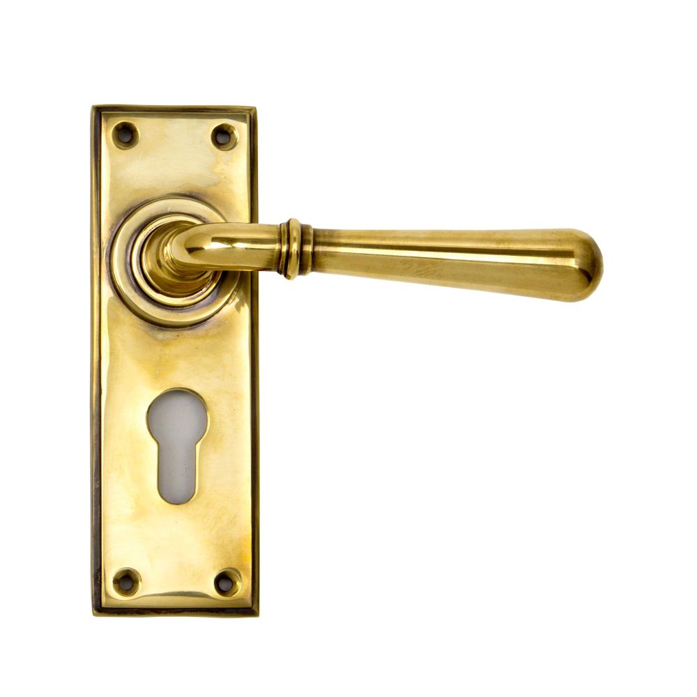 This is an image of From The Anvil - Aged Brass Newbury Lever Euro Lock Set available to order from T.H Wiggans Architectural Ironmongery in Kendal, quick delivery and discounted prices.