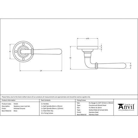 This is an image showing From The Anvil - Polished Chrome Newbury Lever on Rose Set available from trade door handles, quick delivery and discounted prices