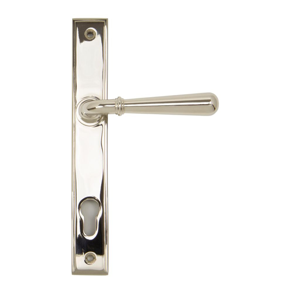 This is an image of From The Anvil - Polished Nickel Newbury Slimline Lever Espag. Lock Set available to order from T.H Wiggans Architectural Ironmongery in Kendal, quick delivery and discounted prices.