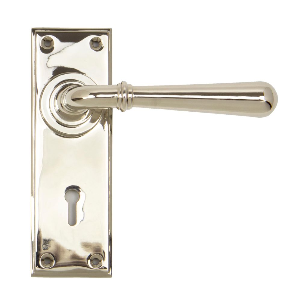 This is an image of From The Anvil - Polished Nickel Newbury Lever Lock Set available to order from T.H Wiggans Architectural Ironmongery in Kendal, quick delivery and discounted prices.