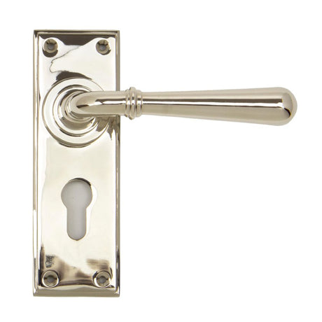 This is an image of From The Anvil - Polished Nickel Newbury Lever Euro Lock Set available to order from T.H Wiggans Architectural Ironmongery in Kendal, quick delivery and discounted prices.