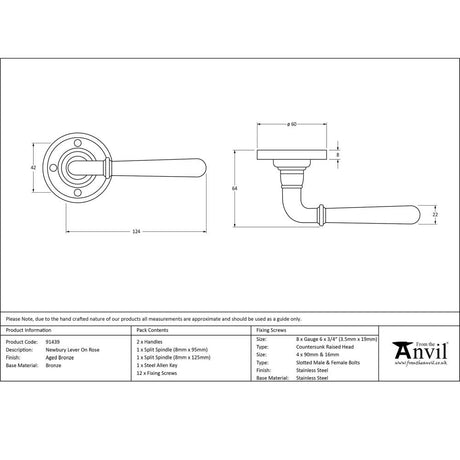 This is an image showing From The Anvil - Aged Bronze Newbury Lever on Rose Set available from trade door handles, quick delivery and discounted prices