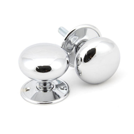 This is an image of From The Anvil - Polished Chrome 57mm Mushroom Mortice/Rim Knob Set available to order from T.H Wiggans Architectural Ironmongery in Kendal, quick delivery and discounted prices.