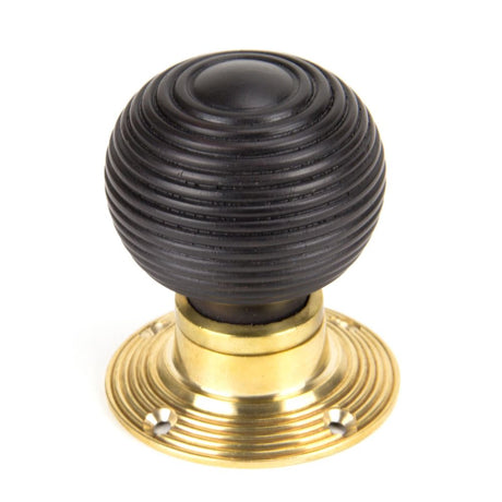 This is an image showing From The Anvil - Ebony and PB Cottage Mortice/Rim Knob Set - Small available from trade door handles, quick delivery and discounted prices