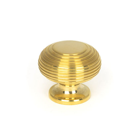This is an image showing From The Anvil - Polished Brass Beehive Cabinet Knob 40mm available from T.H Wiggans Architectural Ironmongery in Kendal, quick delivery and discounted prices