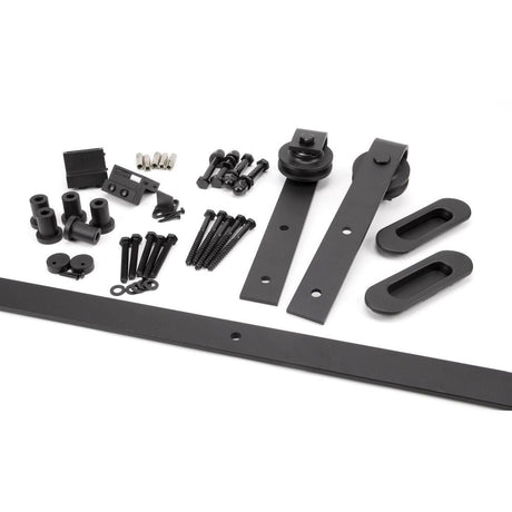 This is an image of From The Anvil - 100kg Black Sliding Door Hardware Kit (2m Track) available to order from T.H Wiggans Architectural Ironmongery in Kendal, quick delivery and discounted prices.