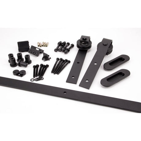 This is an image of From The Anvil - 100kg Black Sliding Door Hardware Kit (3m Track) available to order from T.H Wiggans Architectural Ironmongery in Kendal, quick delivery and discounted prices.