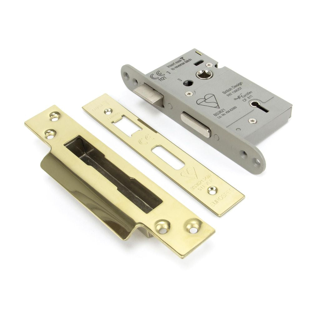 This is an image showing From The Anvil - PVD 3" BS Heavy Duty BS Sash Lock KA available from T.H Wiggans Architectural Ironmongery in Kendal, quick delivery and discounted prices