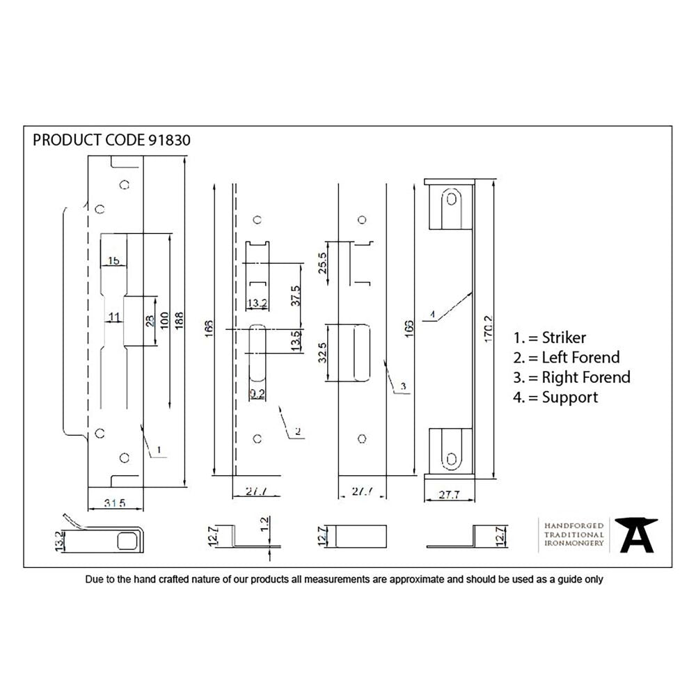 This is an image showing From The Anvil - PVD 1/2" Rebate Kit for Sash Lock available from T.H Wiggans Architectural Ironmongery in Kendal, quick delivery and discounted prices