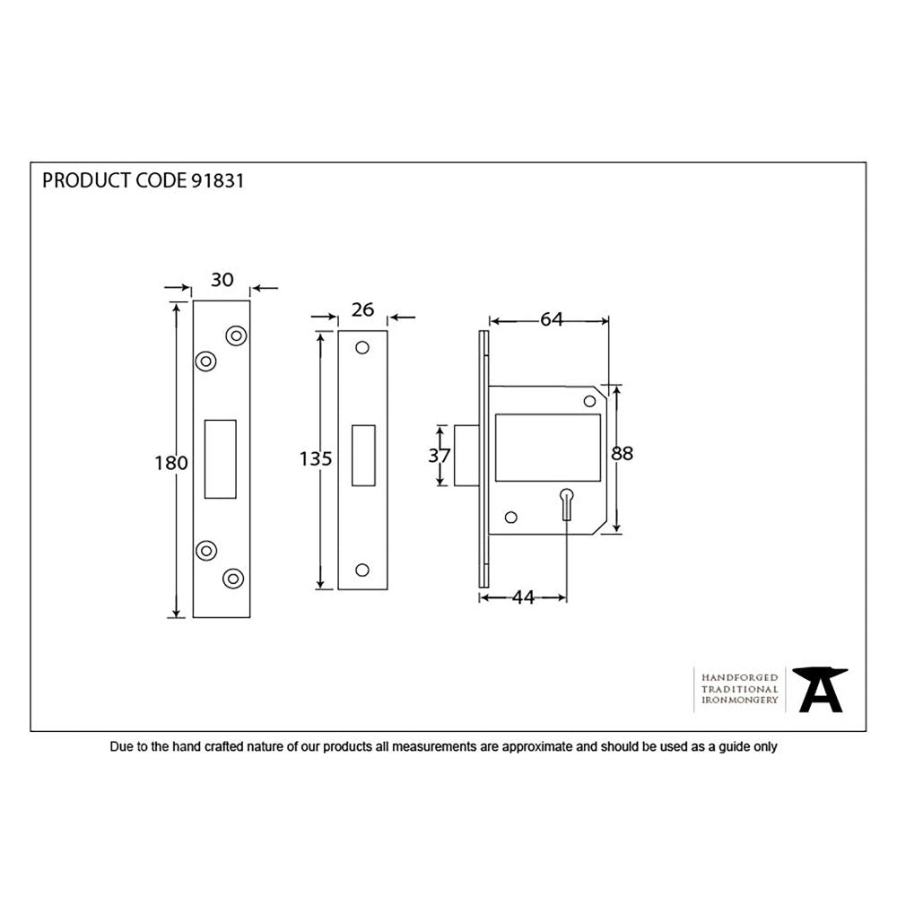 This is an image showing From The Anvil - PVD 2.5" 5 Lever BS Deadlock available from T.H Wiggans Architectural Ironmongery in Kendal, quick delivery and discounted prices