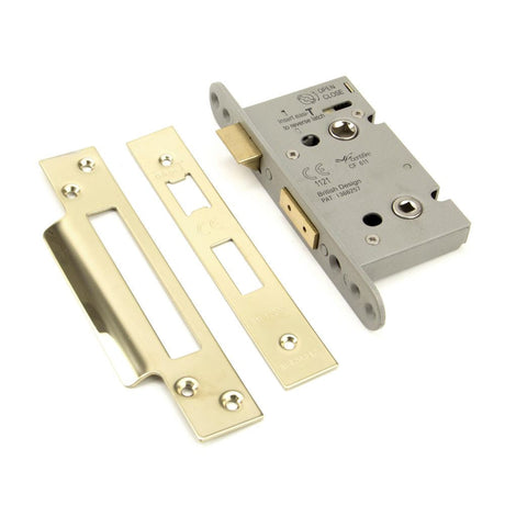 This is an image showing From The Anvil - PVD 2 1/2" Heavy Duty Bathroom Mortice Lock available from T.H Wiggans Architectural Ironmongery in Kendal, quick delivery and discounted prices