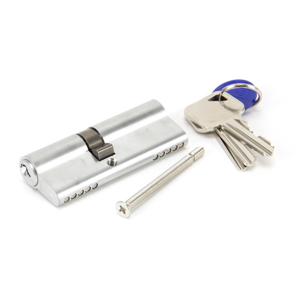 This is an image showing From The Anvil - Satin Chrome 35/45 Euro Cylinder available from T.H Wiggans Architectural Ironmongery in Kendal, quick delivery and discounted prices