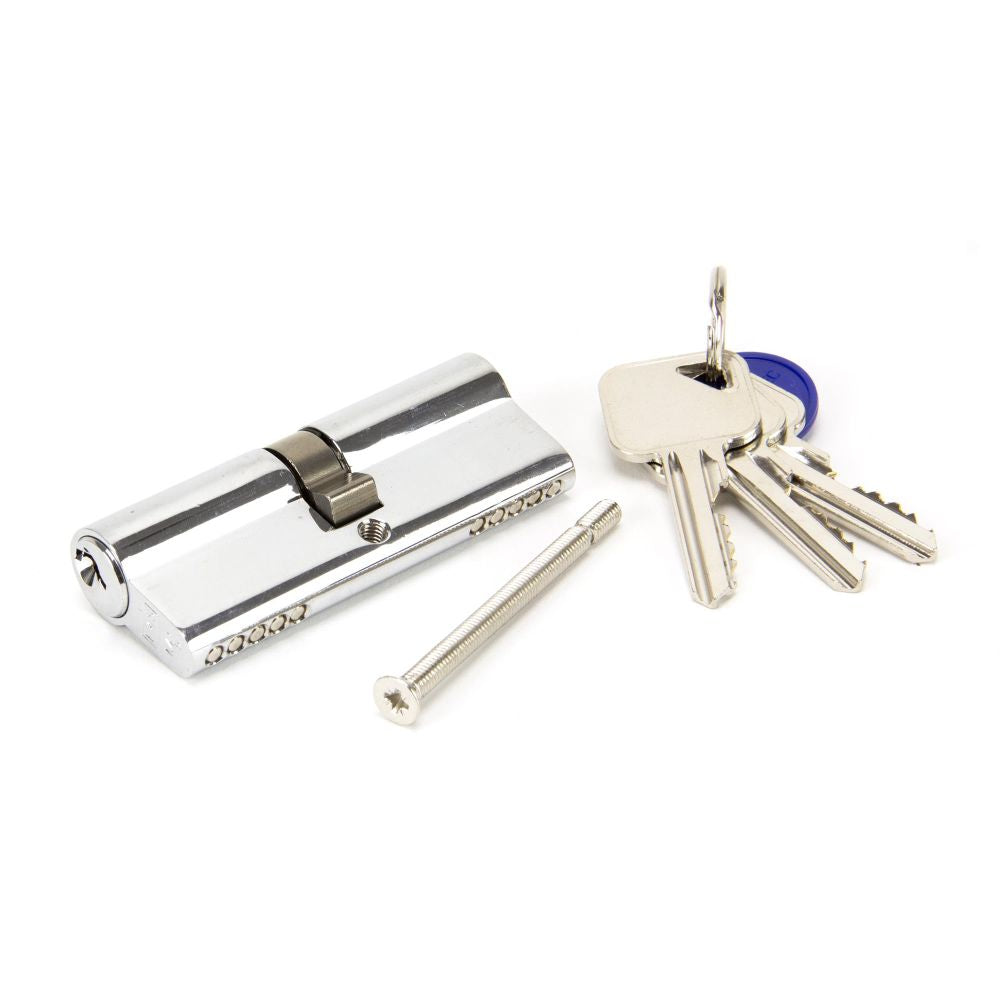 This is an image showing From The Anvil - Polished Chrome 40/40 Euro Cylinder available from T.H Wiggans Architectural Ironmongery in Kendal, quick delivery and discounted prices