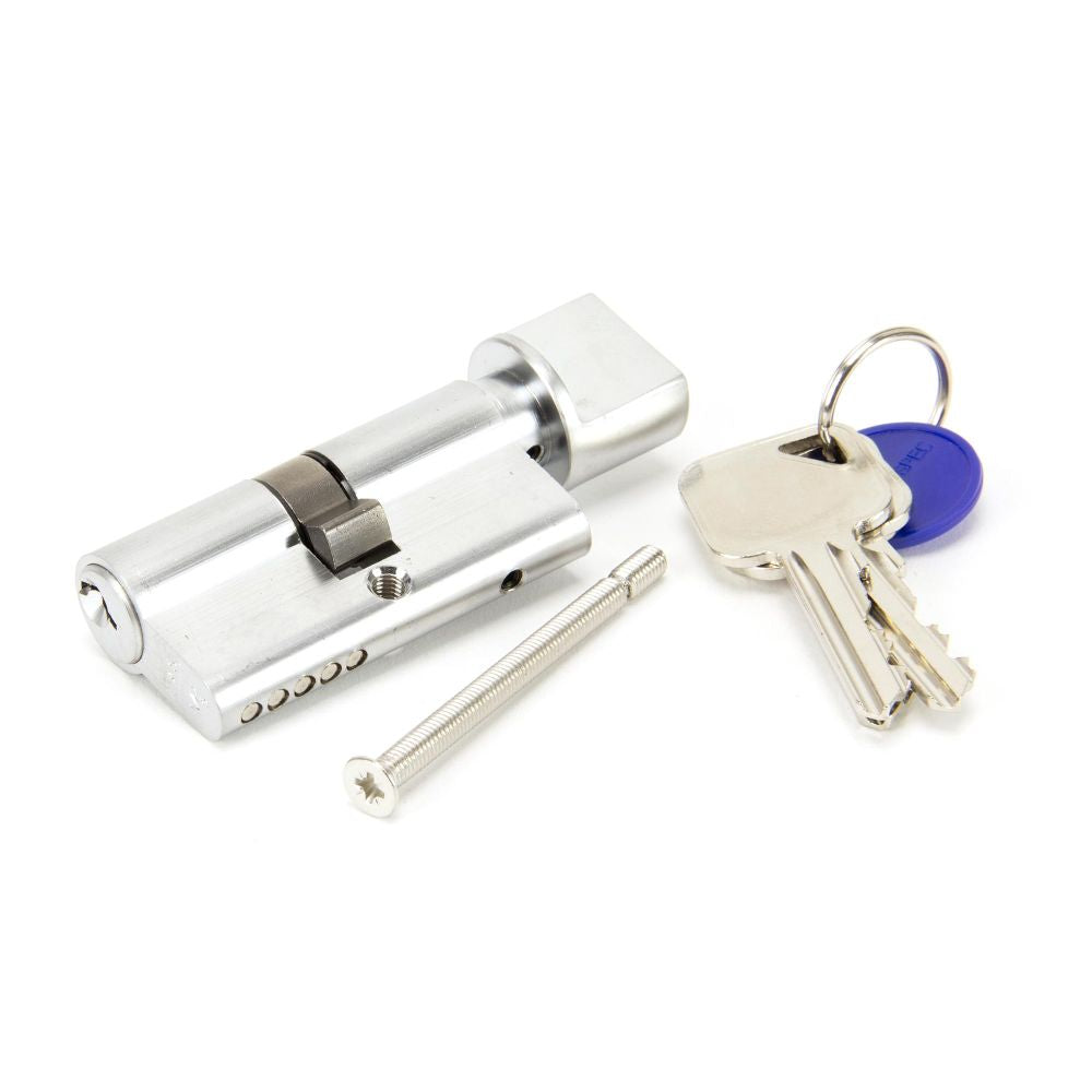 This is an image showing From The Anvil - Satin Chrome 30/30 Euro Cylinder/Thumbturn available from T.H Wiggans Architectural Ironmongery in Kendal, quick delivery and discounted prices