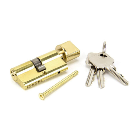 This is an image showing From The Anvil - Lacquered Brass 30/30 Euro Cylinder/Thumbturn available from T.H Wiggans Architectural Ironmongery in Kendal, quick delivery and discounted prices