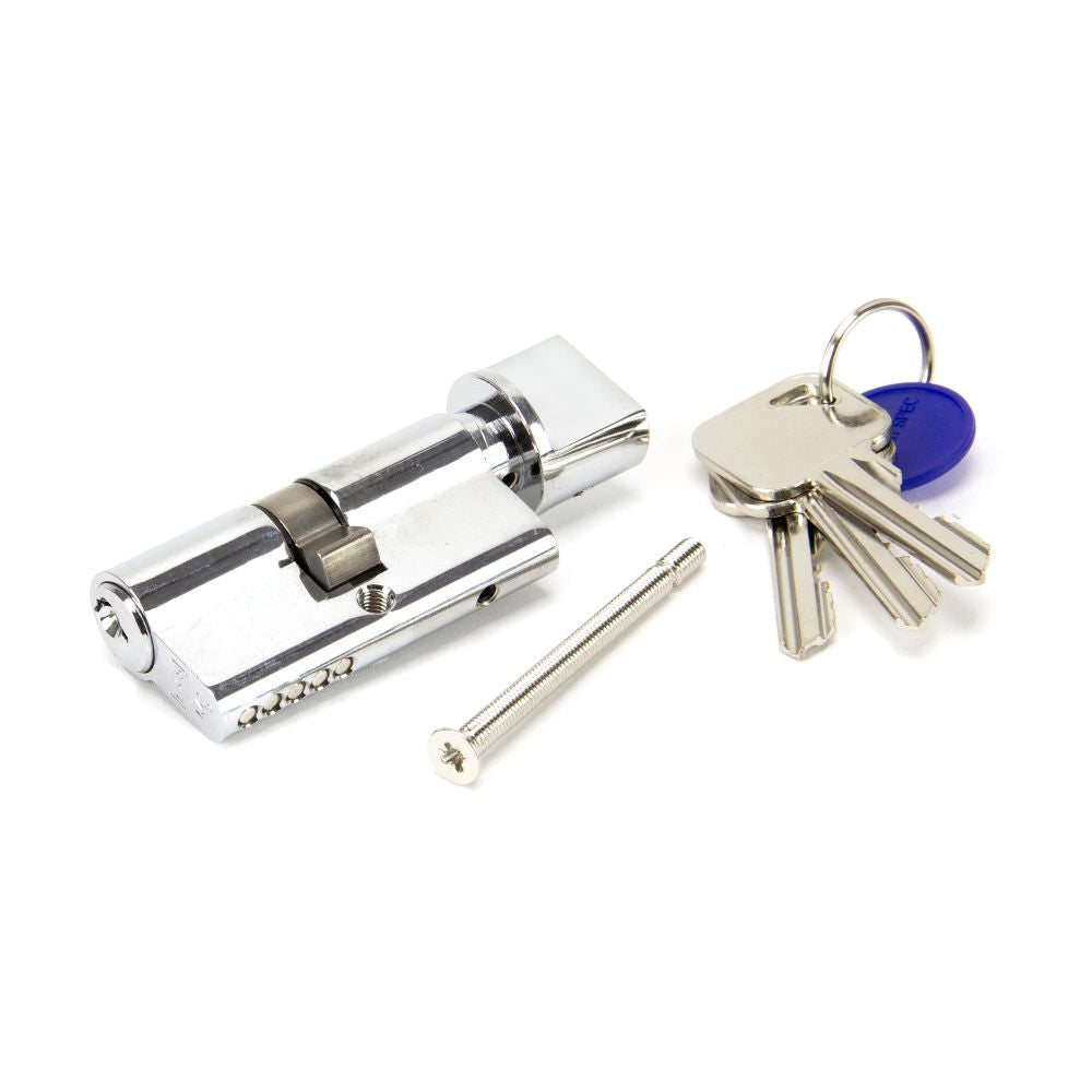 This is an image showing From The Anvil - Polished Chrome 30/30 Euro Cylinder/Thumbturn available from T.H Wiggans Architectural Ironmongery in Kendal, quick delivery and discounted prices