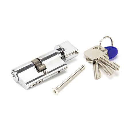This is an image showing From The Anvil - Polished Chrome 30/30 Euro Cylinder/Thumbturn available from T.H Wiggans Architectural Ironmongery in Kendal, quick delivery and discounted prices