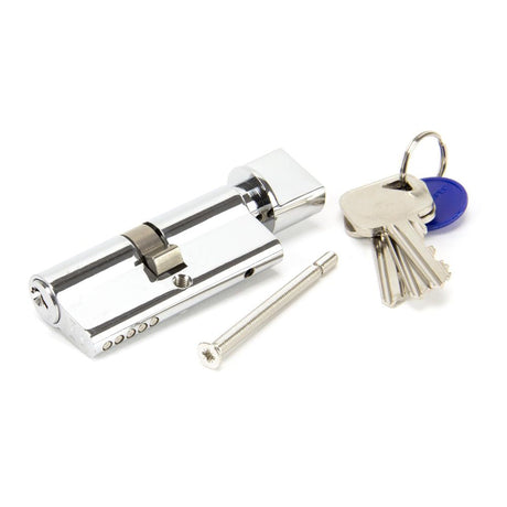 This is an image showing From The Anvil - Polished Chrome 35/35 Euro Cylinder/Thumbturn available from T.H Wiggans Architectural Ironmongery in Kendal, quick delivery and discounted prices