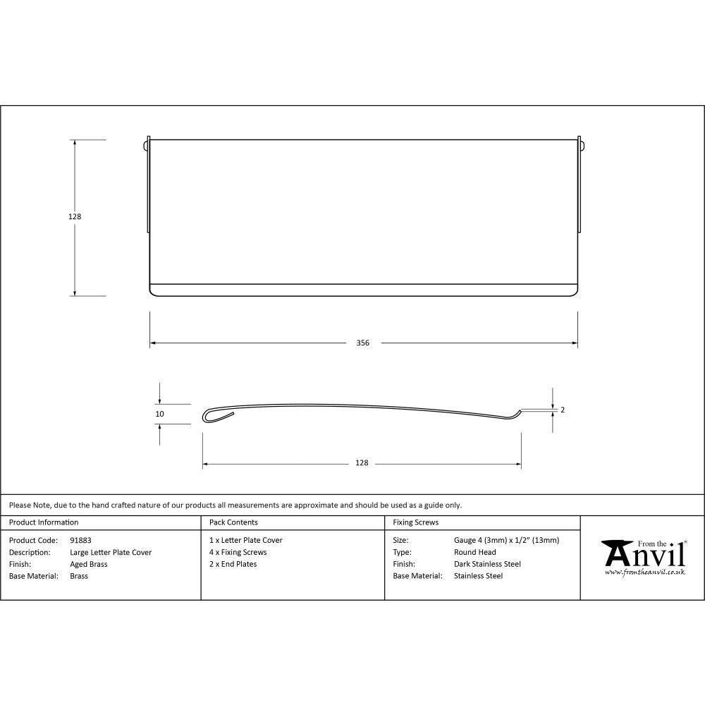 This is an image showing From The Anvil - Aged Brass Large Letter Plate Cover available from trade door handles, quick delivery and discounted prices