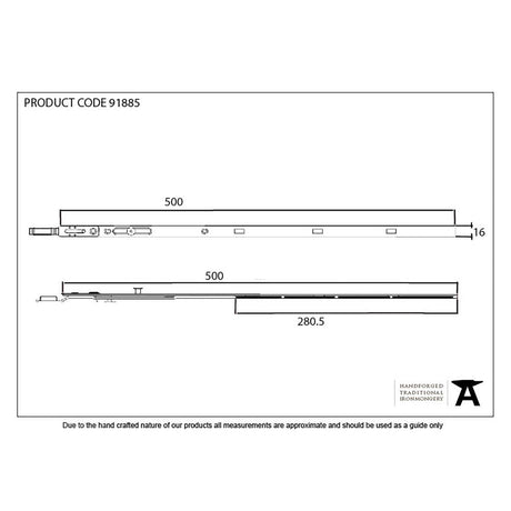 This is an image showing From The Anvil - BZP 500mm Extension Piece for Espag Door Locks available from T.H Wiggans Architectural Ironmongery in Kendal, quick delivery and discounted prices